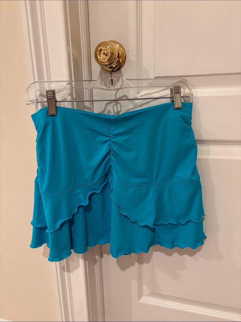 Athleta Teal Ruffle-Trim Mini Skirt